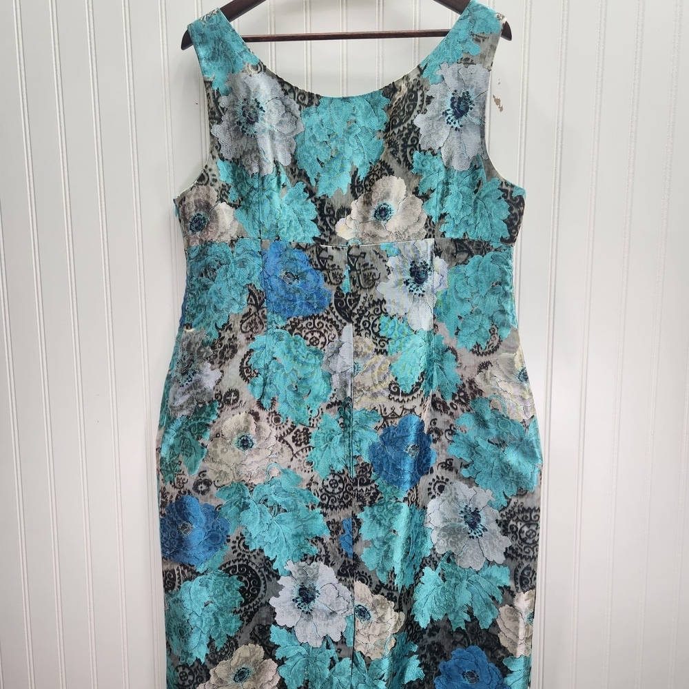 Doncaster Collection Blue Floral Jacquard Women’s Dress and Coat Set Size 16 - Picture 11 of 15